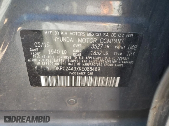 2019 Hyundai Accent SE with VIN 3KPC24A3XKE088489, listed as a Copart auction lot 85852464 with 105,582 mi miles and Salvage Title. Bid and sale history available at carsss.com. Image 14.
