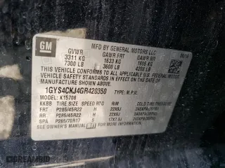 2016 Cadillac Escalade Premium Collection with VIN 1GYS4CKJ4GR420350, listed as a Copart auction lot 58791433 with 165,180 mi miles. Bid and sale history available at carsss.com. Image 13.