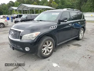 2011 Infiniti QX56 8-passenger z VIN JN8AZ2ND9B9701754, wystawiony jako Copart lot #57916715 z przebiegiem 216 613 mil mil oraz Tytuł czysty. Historia ofert i sprzedaży dostępna na DreamBid. Obrazek 1.