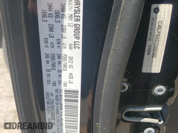 2012 Jeep Patriot Sport with VIN 1C4NJPBA0CD688905, listed as a Copart auction lot 52260265 with 125,146 mi miles and Clean Title. Bid and sale history available at DreamBid. Image 12.