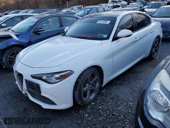 2019 Alfa Romeo Giulia Ti z VIN ZARFANBN0K7608050, wystawiony jako Copart lot #89119965 z przebiegiem 80 559 mil mil oraz Szkoda całkowita • Salvage title. Historia ofert i sprzedaży dostępna na DreamBid. Obrazek 1.