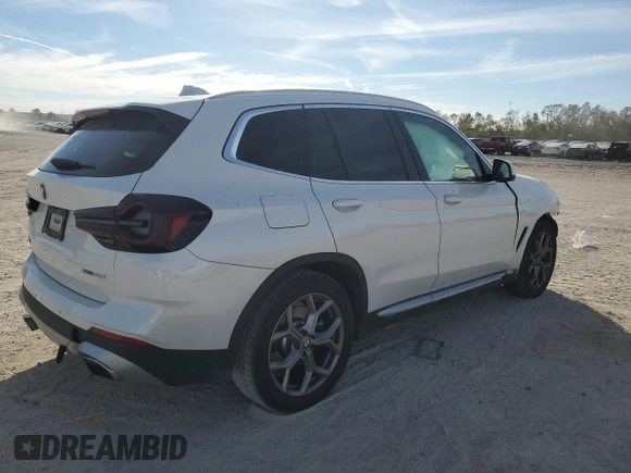 2022 BMW X3 xDrive30i with VIN 5UX53DP07N9M13593, listed as a Copart auction lot 82590314 with Not Provided miles and Salvage Title. Bid and sale history available at DreamBid. Image 3.