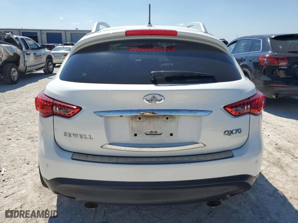 2014 Infiniti QX70 with VIN JN8CS1MWXEM412393, listed as a Copart auction lot 71877304 with 86,401 mi miles and Salvage Title. Bid and sale history available at carsss.com. Image 6.