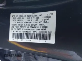 2013 Honda Accord LX z VIN 1HGCR2F36DA143598, wystawiony jako IAAI lot #41764732 z przebiegiem 260 398 mil mil oraz . Historia ofert i sprzedaży dostępna na DreamBid. Obrazek 9.