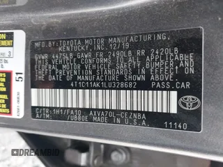 2020 Toyota Camry LE with VIN 4T1C11AK1LU328682, listed as a IAAI auction lot 41966816 with 172,334 mi miles and . Bid and sale history available at DreamBid. Image 9.