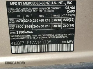 2007 Mercedes-Benz GL-Class with VIN 4JGBF71E17A141735, listed as a Copart auction lot 76961374 with 217,624 mi miles and Salvage Title. Bid and sale history available at carsss.com. Image 13.