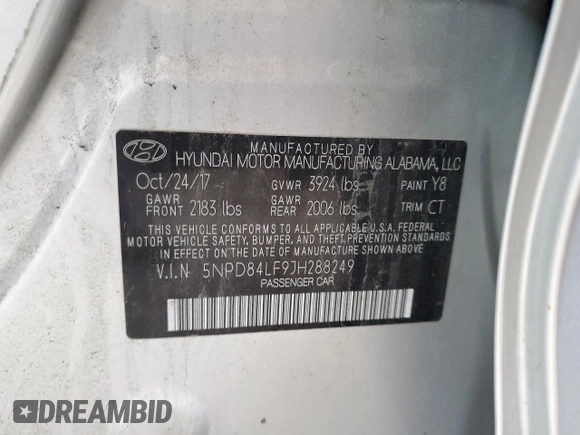 2018 Hyundai Elantra SEL z VIN 5NPD84LF9JH288249, wystawiony jako Copart lot #56868045 z przebiegiem 132 842 mil mil oraz Szkoda całkowita • Salvage title. Historia ofert i sprzedaży dostępna na DreamBid. Obrazek 12.