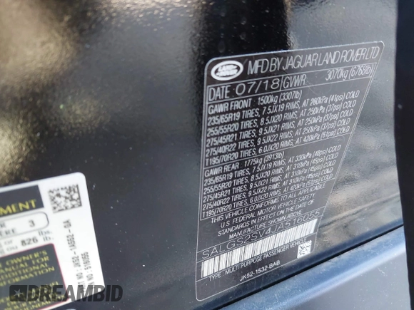 2018 Land Rover Range Rover HSE с VIN SALGS2SV4JA516055, выставлен на аукционе IAAI как лот 41671805 с пробегом 55 104 миль миль и . История ставок и продаж доступна на DreamBid. Изображение 9.