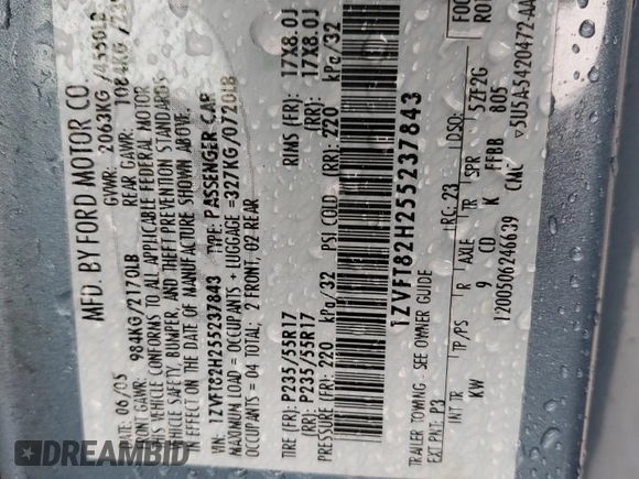 2005 Ford Mustang GT Deluxe z VIN 1ZVFT82H255237843, wystawiony jako Copart lot #44313965 z przebiegiem 128 236 mil mil oraz Szkoda całkowita • Salvage title. Historia ofert i sprzedaży dostępna na DreamBid. Obrazek 15.