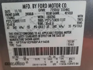 2011 Ford F-150 XL with VIN 1FTFW1EF6BFA11435, listed as a Copart auction lot 52705505 with 135,789 mi miles and Clean Title. Bid and sale history available at carsss.com. Image 12.