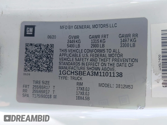 2021 Chevrolet Colorado 2WD Work Truck z VIN 1GCHSBEA3M1101138, wystawiony jako IAAI lot #41979978 z przebiegiem 81 657 mil mil oraz . Historia ofert i sprzedaży dostępna na DreamBid. Obrazek 9.