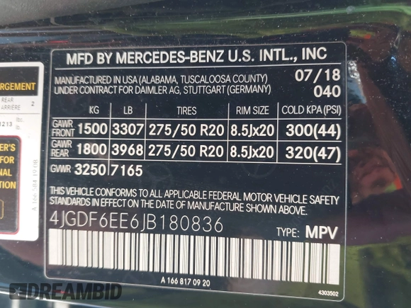 2018 Mercedes-Benz GLS 450 z VIN 4JGDF6EE6JB180836, wystawiony jako IAAI lot #41418271 z przebiegiem 129 115 mil mil oraz . Historia ofert i sprzedaży dostępna na DreamBid. Obrazek 9.