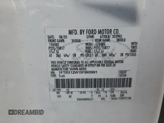 2005 Ford F-150 STX with VIN 1FTRX12W15FB65991, listed as a Copart auction lot 54858525 with 281,477 mi miles and Salvage Title. Bid and sale history available at carsss.com. Image 12.