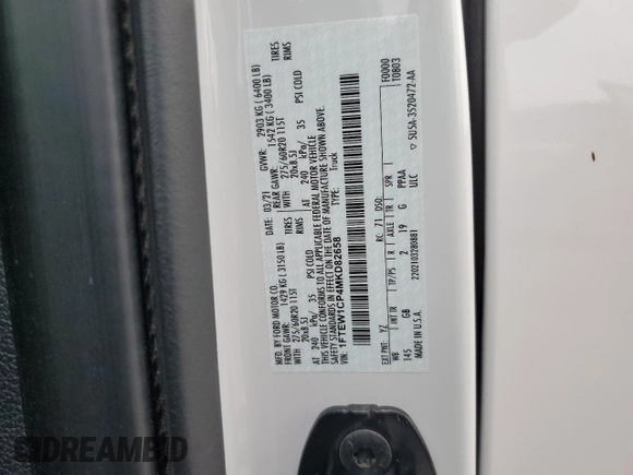 2021 Ford F-150 XL с VIN 1FTEW1CP4MKD82658, выставлен на аукционе Copart как лот 59974345 с пробегом 87 912 миль миль и Списание • Salvage title. История ставок и продаж доступна на DreamBid. Изображение 13.