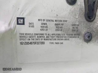 2005 Chevrolet Malibu LT with VIN 1G1ZU54875F227269, listed as a IAAI auction lot 42000916 with 98,704 mi miles. Bid and sale history available at carsss.com. Image 9.