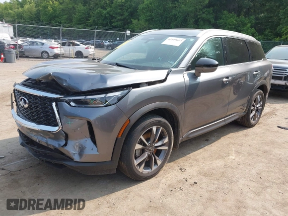 2023 Infiniti QX60 Luxe z VIN 5N1DL1FSXPC359769, wystawiony jako IAAI lot #42389617 z przebiegiem 32 281 mil mil oraz . Historia ofert i sprzedaży dostępna na DreamBid. Obrazek 2.