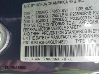 2016 Acura RDX Technology with VIN 5J8TB3H5XGL014829, listed as a IAAI auction lot 42455075 with 163,493 mi miles and . Bid and sale history available at DreamBid. Image 9.