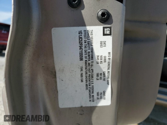 2004 Chevrolet Cavalier with VIN 1G1JC52F947155596, listed as a Copart auction lot 61506305 with 70,895 mi miles and Salvage title. Bid and sale history available at DreamBid. Image 12.