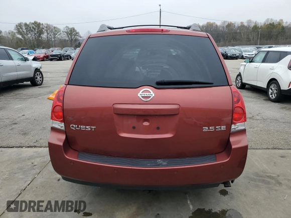 2004 Nissan Quest SE with VIN 5N1BV28U64N324264, listed as a Copart auction lot 79508494 with 0 mi miles and Salvage Title. Bid and sale history available at carsss.com. Image 6.