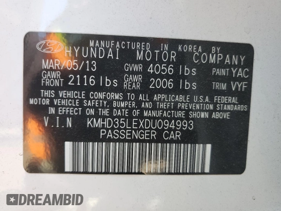 2013 Hyundai Elantra GT with VIN KMHD35LEXDU094993, listed as a Copart auction lot 70888014 with 114,467 mi miles and Salvage Title. Bid and sale history available at carsss.com. Image 12.