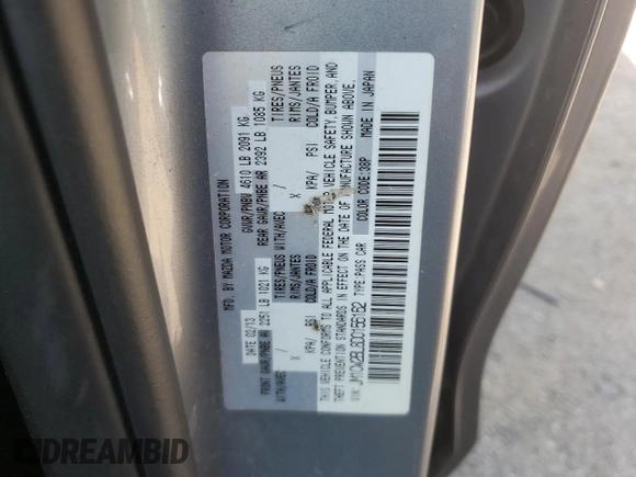 2013 Mazda 5 Sport with VIN JM1CW2BL8D0156162, listed as a Copart auction lot 62848615 with 160,822 mi miles and Salvage title. Bid and sale history available at DreamBid. Image 13.