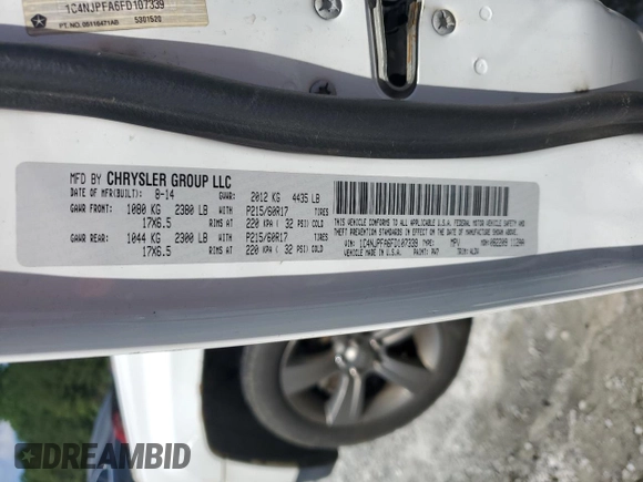 2015 Jeep Patriot High Altitude z VIN 1C4NJPFA6FD107339, wystawiony jako Copart lot #57301635 z przebiegiem 191 004 mil mil oraz Szkoda całkowita • Salvage title. Historia ofert i sprzedaży dostępna na DreamBid. Obrazek 13.