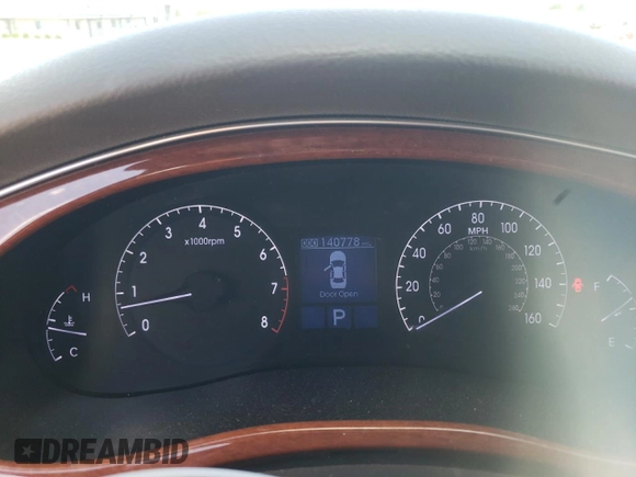 2013 Hyundai Genesis 3.8L with VIN KMHGC4DDXDU235932, listed as a Copart auction lot 57728705 with 140,778 mi miles and Salvage title. Bid and sale history available at DreamBid. Image 9.