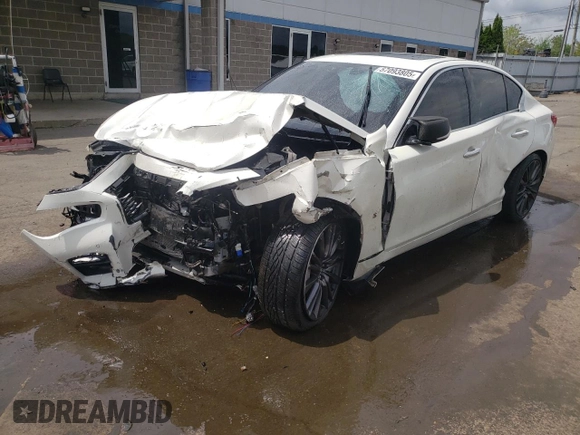 2016 Infiniti Q50 Red Sport 400 with VIN JN1FV7AR4GM450371, listed as a Copart auction lot 57093805 with 101,097 mi miles and Non repairable. Bid and sale history available at DreamBid. Image 1.