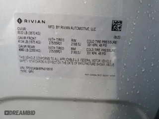 2023 Rivian R1S Adventure with VIN 7PDSGABAXPN019516, listed as a Copart auction lot 73248104 with 11,525 mi miles and Salvage Title. Bid and sale history available at carsss.com. Image 14.