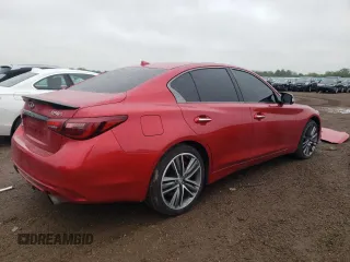 2022 Infiniti Q50 Red Sport 400 with VIN JN1FV7DR9NM390256, listed as a Copart auction lot 57094225 with 52,307 mi miles and Salvage title. Bid and sale history available at DreamBid. Image 3.