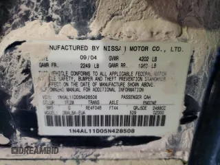 2005 Nissan Altima SL z VIN 1N4AL11D05N428508, wystawiony jako Copart lot #56551585 z przebiegiem 128 994 mil mil oraz Szkoda całkowita • Salvage title. Historia ofert i sprzedaży dostępna na DreamBid. Obrazek 12.
