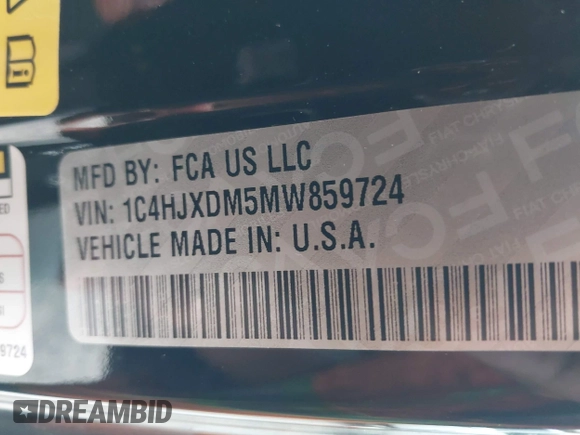 2021 Jeep Wrangler Unlimited Willys z VIN 1C4HJXDM5MW859724, wystawiony jako IAAI lot #42311203 z przebiegiem 71 887 mil mil oraz . Historia ofert i sprzedaży dostępna na DreamBid. Obrazek 9.