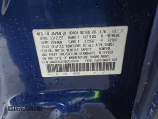 2011 Honda Fit Sport with VIN JHMGE8H58BC020706, listed as a IAAI auction lot 42077188 with 192,521 mi miles and . Bid and sale history available at DreamBid. Image 9.