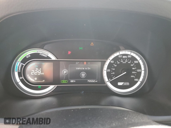 2017 Kia Niro EX with VIN KNDCC3LC6H5045759, listed as a Copart auction lot 51387955 with 70,532 mi miles and Salvage Title. Bid and sale history available at DreamBid. Image 9.