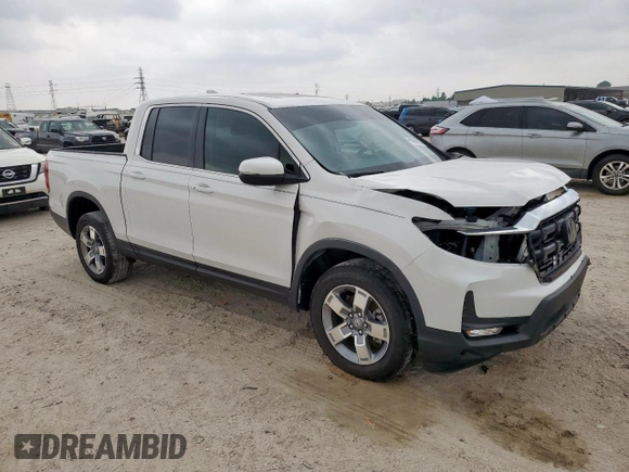 2025 Honda Ridgeline RTL z VIN 5FPYK3F53SB012947, wystawiony jako Copart lot #57884085 z przebiegiem 3 362 mil mil oraz Szkoda całkowita • Salvage title. Historia ofert i sprzedaży dostępna na DreamBid. Obrazek 4.