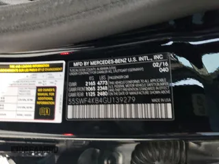 2016 Mercedes-Benz C 300 Luxury with VIN 55SWF4KB4GU139279, listed as a Copart auction lot 51179525 with 126,960 mi miles and Salvage Title. Bid and sale history available at carsss.com. Image 14.