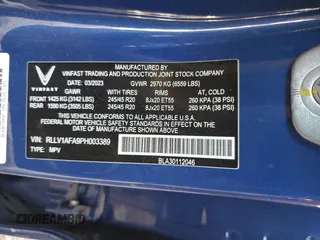 2023 VinFast VF 8 Plus z VIN RLLV1AFA9PH003389, wystawiony jako Copart lot #87636605 z przebiegiem 1 589 mil mil oraz Szkoda całkowita • Salvage title. Historia ofert i sprzedaży dostępna na DreamBid. Obrazek 14.