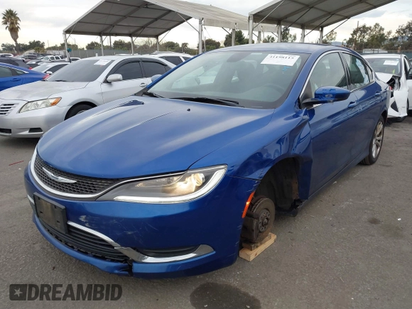 2015 Chrysler 200 Limited with VIN 1C3CCCAB5FN640243, listed as a IAAI auction lot 41198115 with 152,871 mi miles. Bid and sale history available at carsss.com. Image 2.