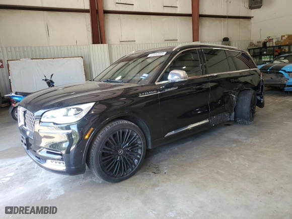 2021 Lincoln Aviator Black Label with VIN 5LM5J9XC2MGL02516, listed as a Copart auction lot 63547664 with 64,366 mi miles and Salvage Title. Bid and sale history available at carsss.com. Image 1.