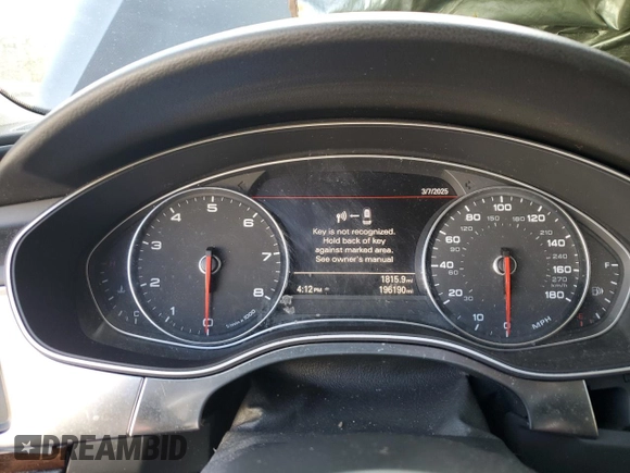 2013 Audi A6 Premium Plus with VIN WAUGGAFC6DN030112, listed as a Copart auction lot 47592835 with 196,190 mi miles and Salvage title. Bid and sale history available at DreamBid. Image 9.