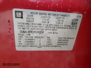2015 Chevrolet Equinox LT with VIN 2GNALBEK3F6240247, listed as a Copart auction lot 45955675 with 144,421 mi miles and Salvage Title. Bid and sale history available at carsss.com. Image 13.