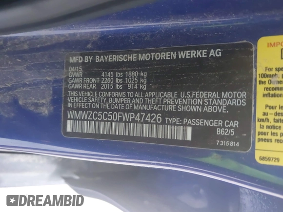 2015 MINI Cooper Countryman S with VIN WMWZC5C50FWP47426, listed as a IAAI auction lot 42108546 with 103,281 mi miles. Bid and sale history available at carsss.com. Image 9.