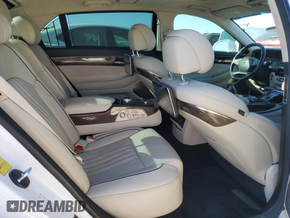 2018 Genesis G90 5.0L Ultimate with VIN KMHG54JH3JU039019, listed as a Copart auction lot 76333504 with 56,296 mi miles and Salvage Title. Bid and sale history available at carsss.com. Image 10.