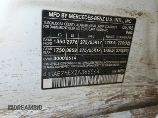 2002 Mercedes-Benz M-Class with VIN 4JGAB75EX2A365564, listed as a Copart auction lot 80570224 with 160,193 mi miles and Salvage Title. Bid and sale history available at carsss.com. Image 14.