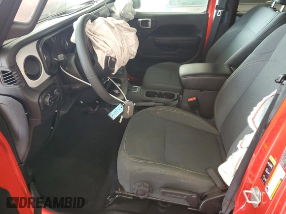 2024 Jeep Wrangler Sport S with VIN 1C4PJXDN5RW210582, listed as a Copart auction lot 47043845 with 18,593 mi miles and Salvage title. Bid and sale history available at DreamBid. Image 7.