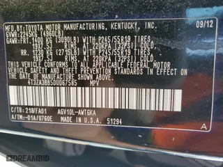 2013 Toyota Venza LE with VIN 4T3ZA3BB5DU067585, listed as a Copart auction lot 54386595 with 193,595 mi miles and Clean Title. Bid and sale history available at carsss.com. Image 13.