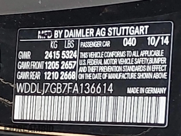 2015 Mercedes-Benz CLS-Class CLS 63 AMG S-Model with VIN WDDLJ7GB7FA136614, listed as a IAAI auction lot 41652730 with 112,111 mi miles. Bid and sale history available at carsss.com. Image 9.