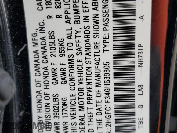 2016 Honda Civic Sedan EX-T with VIN 2HGFC1F34GH639305, listed as a Copart auction lot 42014895 with 118,361 mi miles and Salvage Title. Bid and sale history available at carsss.com. Image 13.