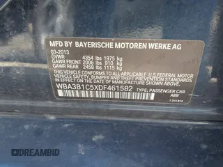 2013 BMW 3 Series 320i with VIN WBA3B1C5XDF461582, listed as a IAAI auction lot 41644855 with 159,363 mi miles. Bid and sale history available at carsss.com. Image 9.