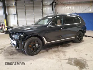 2025 BMW X7 xDrive40i with VIN 5UX23EM05S9X70103, listed as a Copart auction lot 49387605 with 771 mi miles and Salvage Title. Bid and sale history available at carsss.com. Image 1.